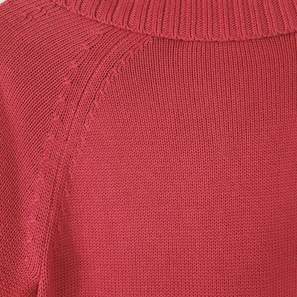 Banana Republic Medium Cardigan Sweater Red Gold Buttons Turtleneck Holidays - Picture 9 of 9